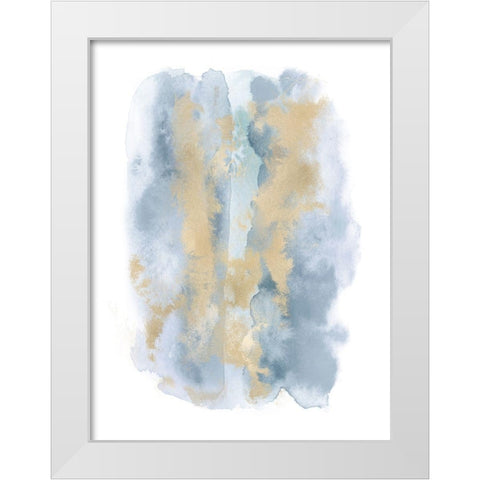 Soft Blue Mist With Gold I  White Modern Wood Framed Art Print by Riley, Bella