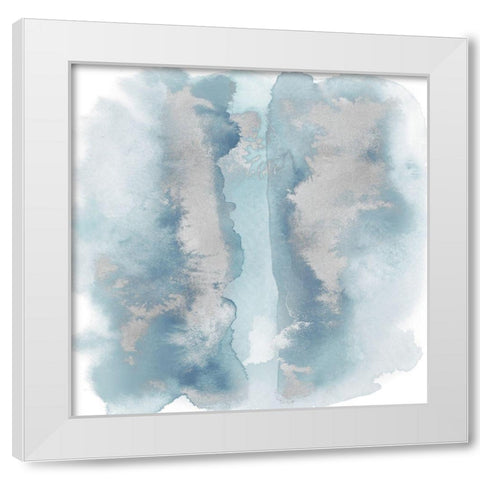 Soft Blue Mist With Silver I White Modern Wood Framed Art Print by Riley, Bella