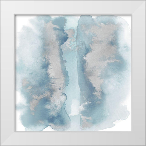 Soft Blue Mist With Silver I White Modern Wood Framed Art Print by Riley, Bella