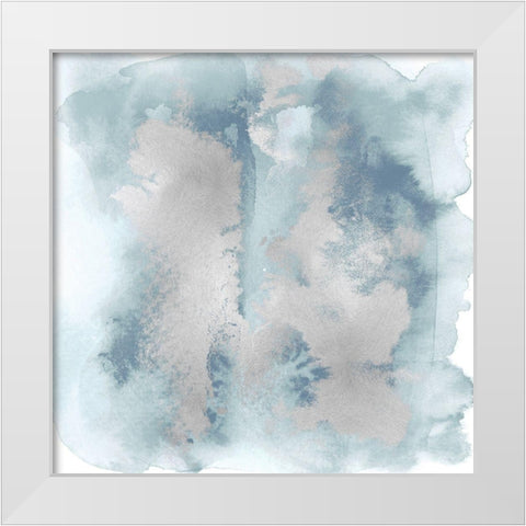 Soft Blue Mist With Silver II White Modern Wood Framed Art Print by Riley, Bella