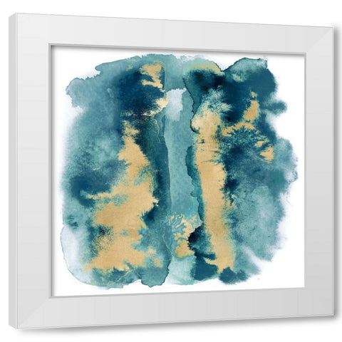 Teal Mist with Gold I White Modern Wood Framed Art Print by Riley, Bella