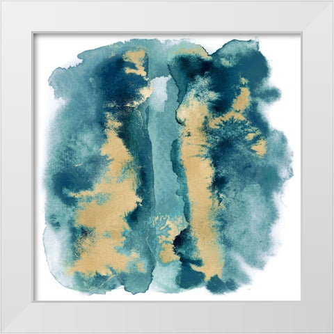 Teal Mist with Gold I White Modern Wood Framed Art Print by Riley, Bella