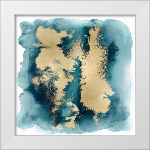 Teal Mist with Gold II White Modern Wood Framed Art Print by Riley, Bella