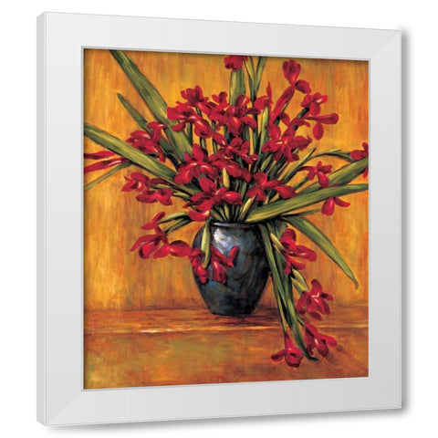 Red Irises White Modern Wood Framed Art Print by Francis, Brian