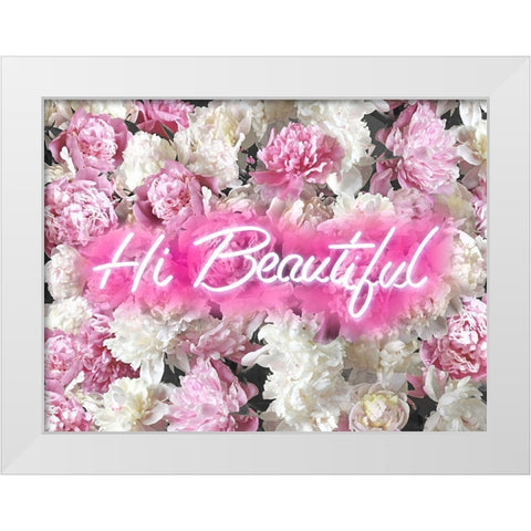 Hi Beautiful Neon White Modern Wood Framed Art Print by Blake, Madeline