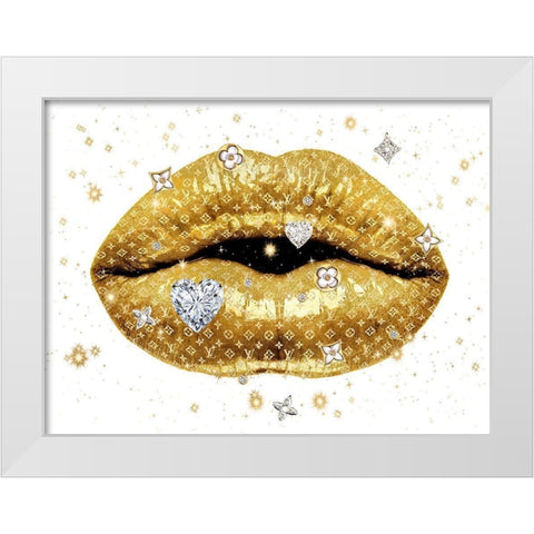 Luxury Lips Gold White Modern Wood Framed Art Print by Blake, Madeline