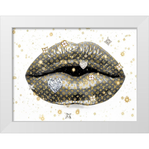 Luxury Lips Gray White Modern Wood Framed Art Print by Blake, Madeline