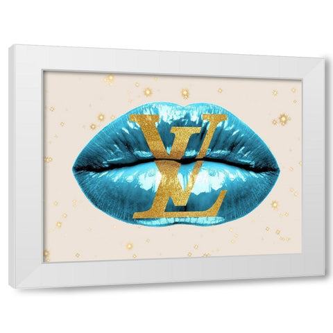 Fashion Lips Blue II White Modern Wood Framed Art Print by Blake, Madeline