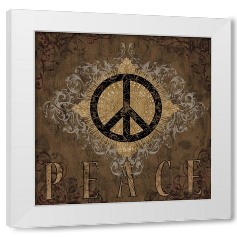Peace White Modern Wood Framed Art Print by Glover, Brandon