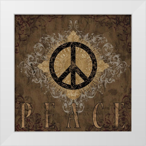Peace White Modern Wood Framed Art Print by Glover, Brandon