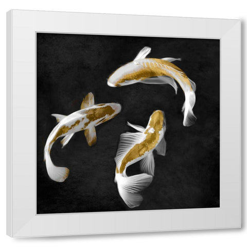 Koi Gold on Black II White Modern Wood Framed Art Print by Blake, Madeline