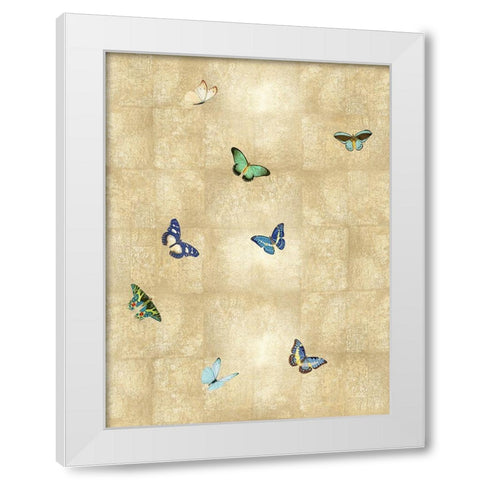 Butterflies on Gold III White Modern Wood Framed Art Print by Blake, Madeline
