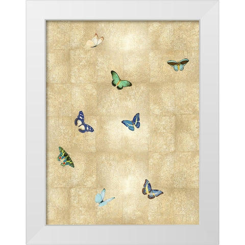 Butterflies on Gold III White Modern Wood Framed Art Print by Blake, Madeline