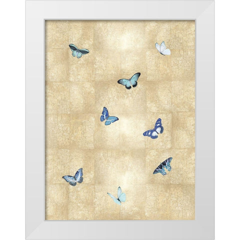 Butterflies Blue on Gold I White Modern Wood Framed Art Print by Blake, Madeline