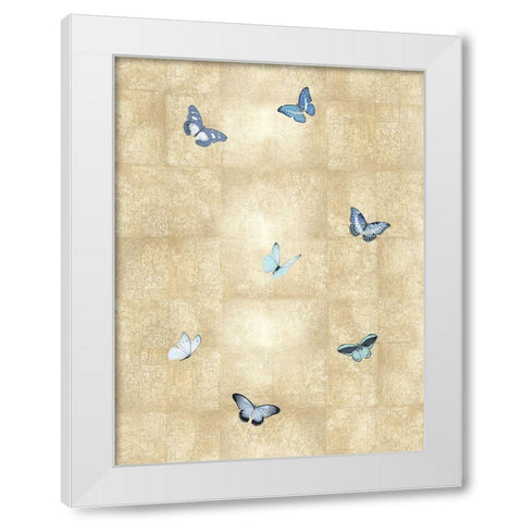 Butterflies Blue on Gold II White Modern Wood Framed Art Print by Blake, Madeline