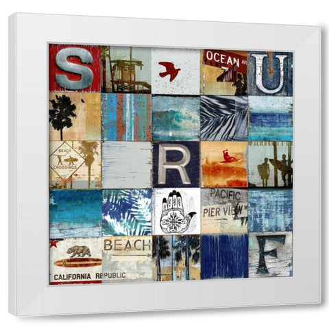 Surf City White Modern Wood Framed Art Print by Carter, Charlie