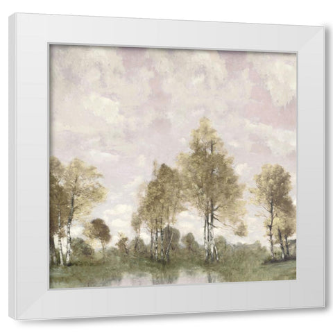 Pink Sky Pond White Modern Wood Framed Art Print by McKee, Christy