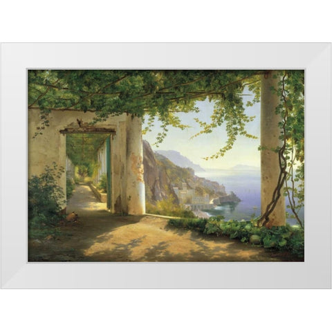 View to the Amalfi Coast White Modern Wood Framed Art Print by Aagaard, Carl Frederic