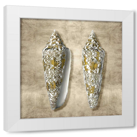 Golden Sea Life II White Modern Wood Framed Art Print by Kelly, Caroline