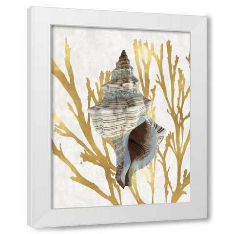 Shell Coral Gold III White Modern Wood Framed Art Print by Kelly, Caroline