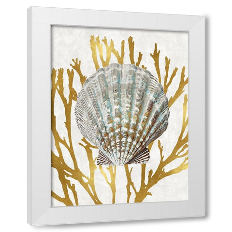 Shell Coral Gold IV White Modern Wood Framed Art Print by Kelly, Caroline