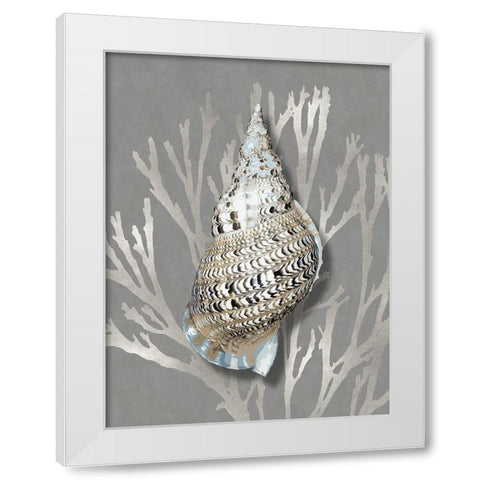 Shell Coral Silver on Gray I White Modern Wood Framed Art Print by Kelly, Caroline