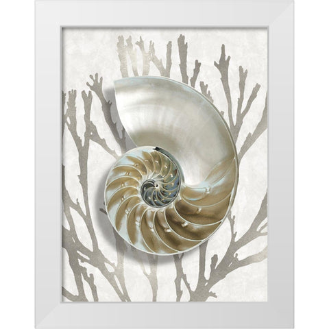 Shell Coral Silver II White Modern Wood Framed Art Print by Kelly, Caroline