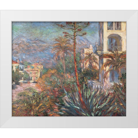 Les Villas a Bordighera White Modern Wood Framed Art Print by Monet, Claude