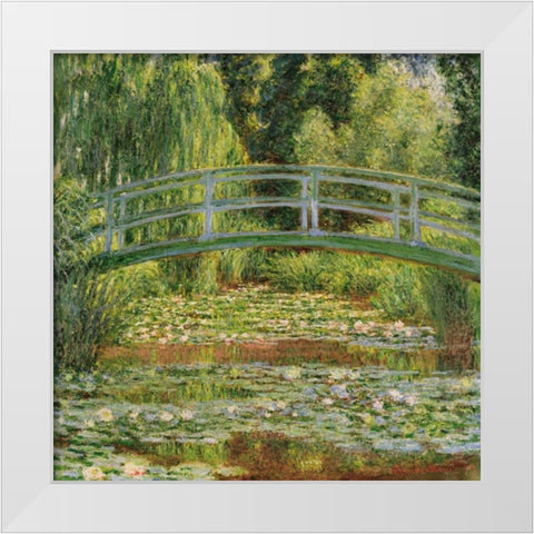 Le pont Japonais Giverny White Modern Wood Framed Art Print by Monet, Claude