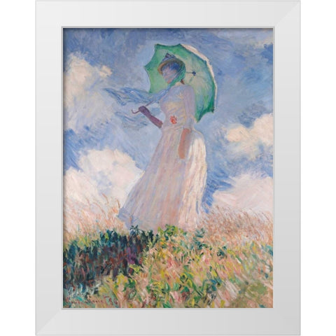 Woman with Parasol White Modern Wood Framed Art Print by Monet, Claude