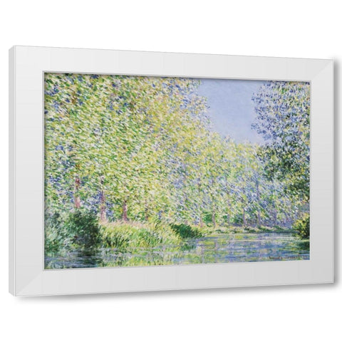 The Epte River near Giverny White Modern Wood Framed Art Print by Monet, Claude