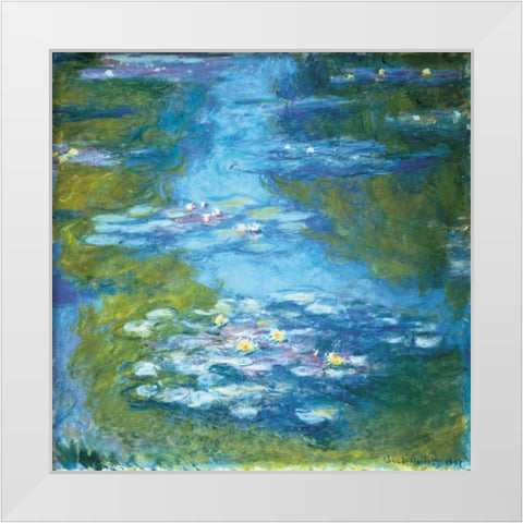 Nympheas White Modern Wood Framed Art Print by Monet, Claude