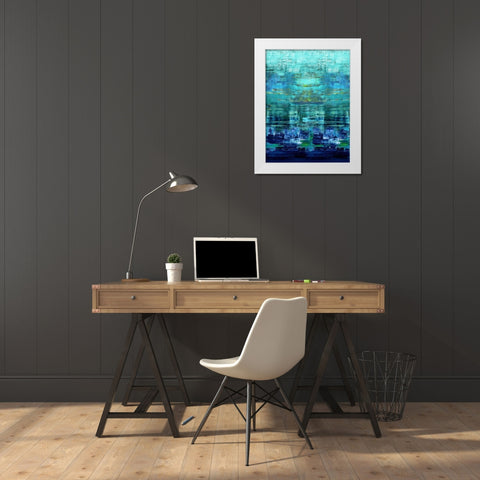 Aqua Reflections White Modern Wood Framed Art Print by Corbin, Allie