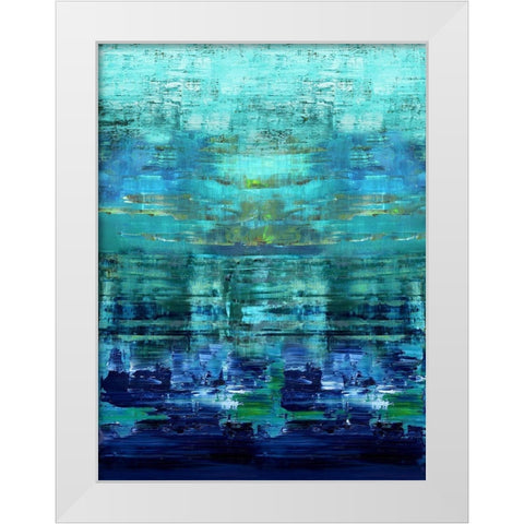 Aqua Reflections White Modern Wood Framed Art Print by Corbin, Allie