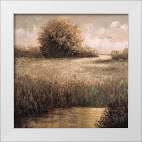 Hillside Pond II White Modern Wood Framed Art Print by Palmer, Craig