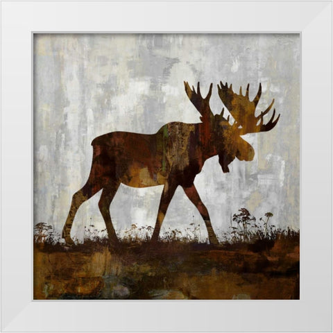 Moose White Modern Wood Framed Art Print by Colburn, Carl