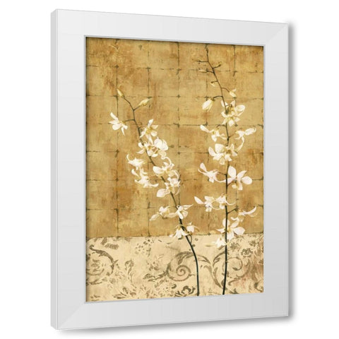 Blossoms in Gold I White Modern Wood Framed Art Print by Donovan, Chris