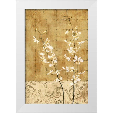 Blossoms in Gold I White Modern Wood Framed Art Print by Donovan, Chris