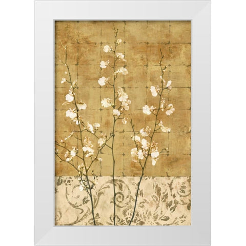 Blossoms in Gold II White Modern Wood Framed Art Print by Donovan, Chris