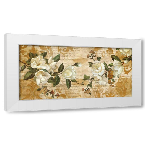 Magnolia Romance White Modern Wood Framed Art Print by Donovan, Chris