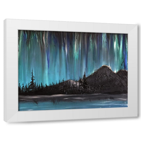 Nordlys Night White Modern Wood Framed Art Print by Klingeler, Christian