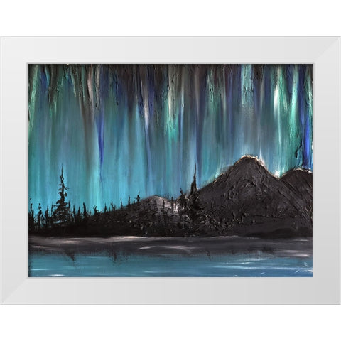 Nordlys Night White Modern Wood Framed Art Print by Klingeler, Christian