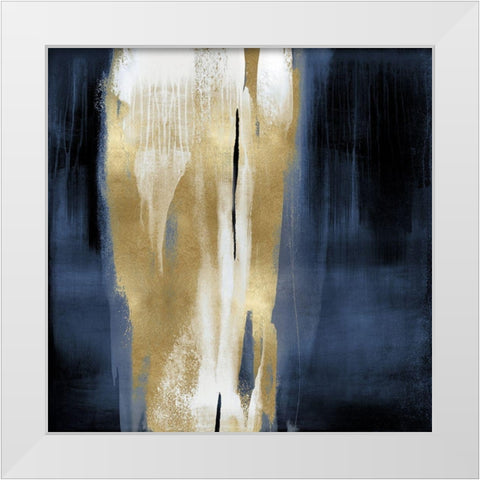 Free Fall Blue with Gold I White Modern Wood Framed Art Print by Wright, Christine