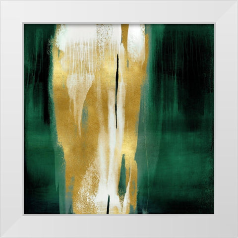 Free Fall Emerald with Gold I White Modern Wood Framed Art Print by Wright, Christine