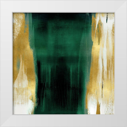 Free Fall Emerald with Gold II White Modern Wood Framed Art Print by Wright, Christine