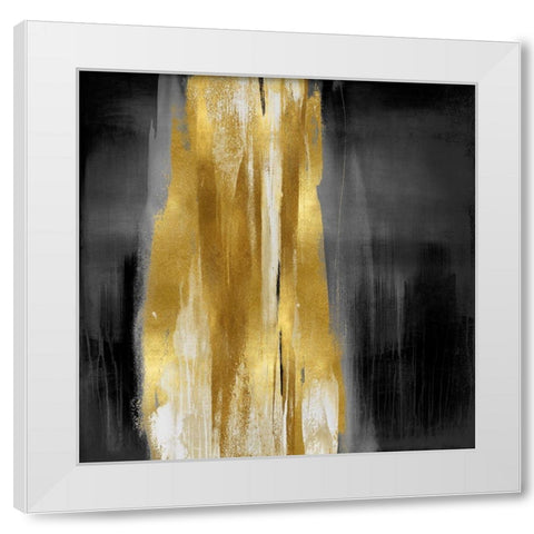 Free Fall Gray with Gold I White Modern Wood Framed Art Print by Wright, Christine