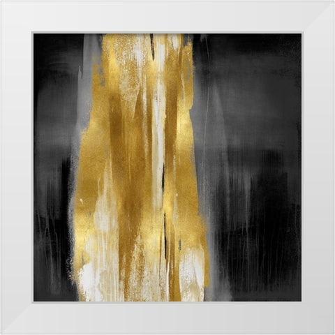 Free Fall Gray with Gold I White Modern Wood Framed Art Print by Wright, Christine