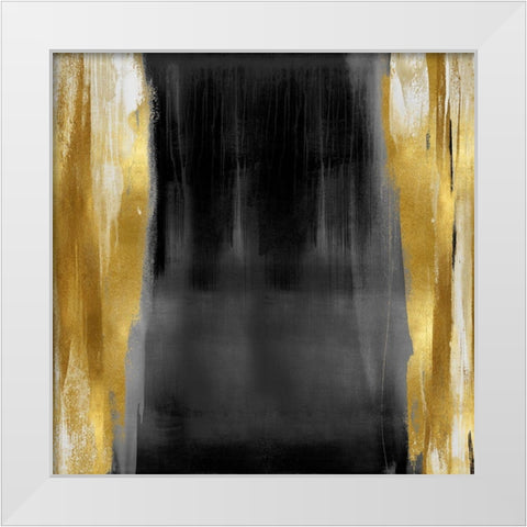 Free Fall Gray with Gold II White Modern Wood Framed Art Print by Wright, Christine