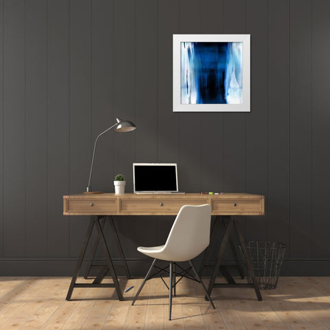 Free Fall Indigo Blue II White Modern Wood Framed Art Print by Wright, Christine