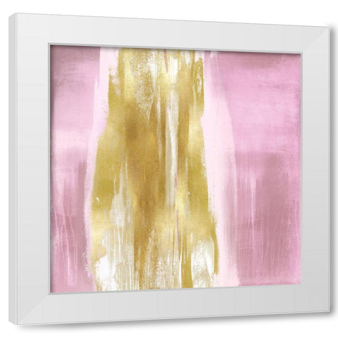 Free Fall Pink with Gold I White Modern Wood Framed Art Print by Wright, Christine